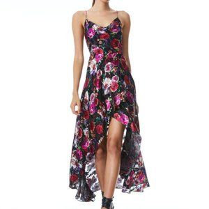 Alice + Olivia Midnight Rose Silk Dress Size 10